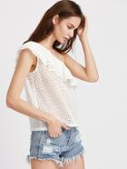 Shein Layered Flounce One Shoulder Eyelet Embroidered Top
