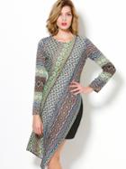 Shein Multicolor Round Neck Long Sleeve Two Pieces Print Dress