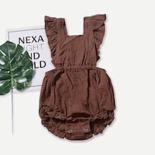 Shein Toddler Girls Ruffle & Knot Detail Solid Jumpsuits