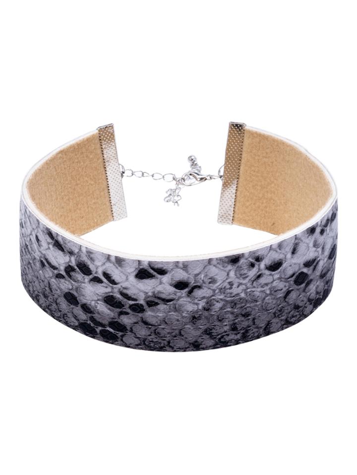 Shein Grey Snake Skin Pattern Wide Choker Necklace