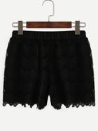 Shein Black Elastic Waist Lace Crochet Shorts