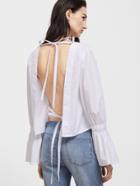 Shein White Tied Open Back Bell Sleeve Top
