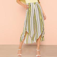 Shein Wrap Split Front Striped Pants