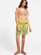 Shein Ombre Scoop Neck Embroidered See Through Dress