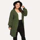 Shein Plus Solid Bishop Sleeve Cardigan