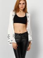 Shein White Bell Sleeve Printed Top