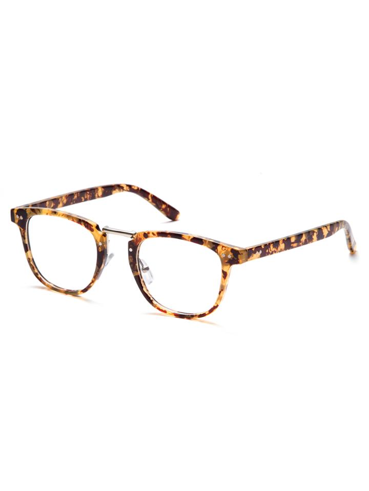 Shein Brown Tortoise Frame Clear Lens Glasses