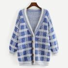 Shein Plus Button Plaid Sweater Coat