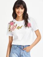 Shein 3d Flower Embellished T-shirt
