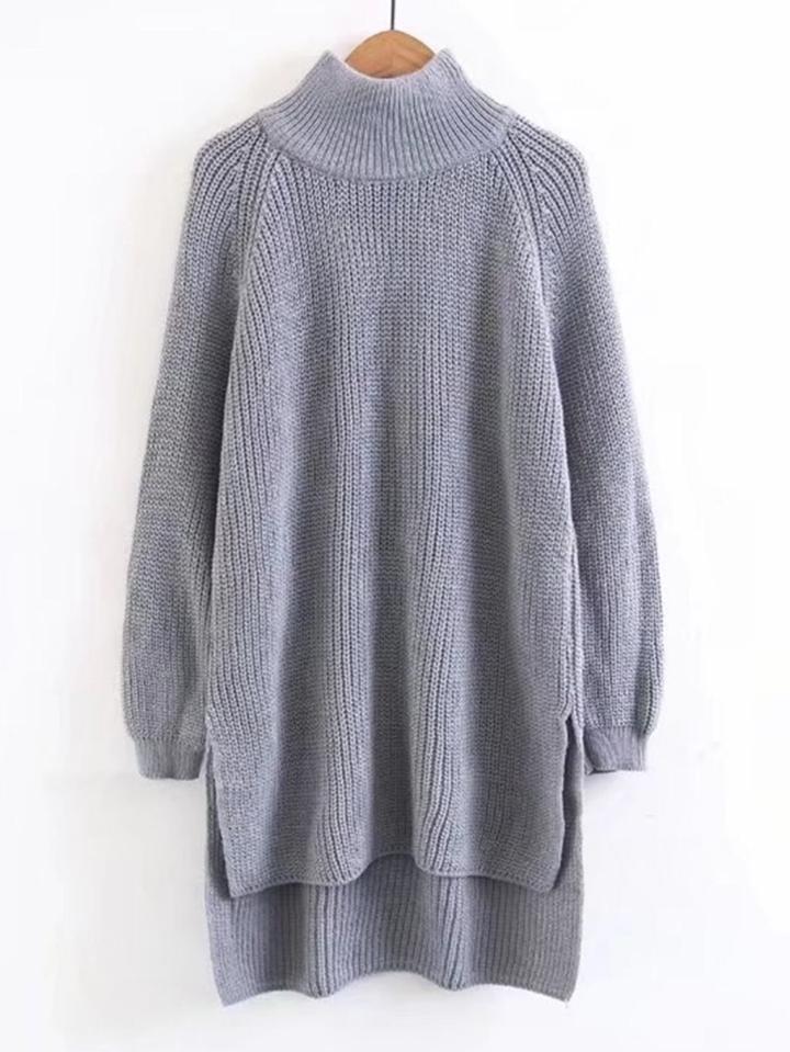 Shein High Low Hem Longline Raglan Sweater