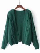 Shein Cable Knit Open Front Cardigan