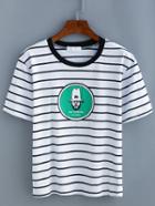 Shein Striped Printed T-shirt - White