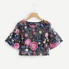 Shein Floral Embroidered See Through Mesh Top