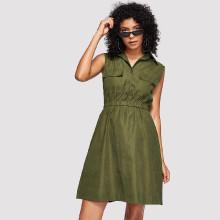 Shein Dual Pocket Single Breasted Dress