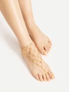 Shein Mesh Design Chain Anklet With Toe Ring