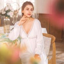 Shein Contrast Lace Bishop Sleeve Night Dress