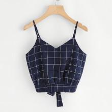 Shein Checked Tie Back Crop Cami Top