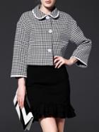 Shein Black Lapel Houndstooth Coat