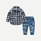 Shein Boys Tartan Plaid Shirt With Jeans