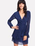 Shein Deep V Neckline Polka Dot Wrap Dress