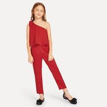 Shein Girls Asymmetrical Neck Straight Leg Jumpsuit