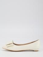 Shein Bow Tie Pointed Toe Flats - Beige