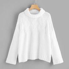 Shein Turtle Neck Drop Shoulder Cable Rib Jumper