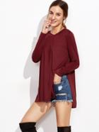 Shein Burgundy Side Slit High Low T-shirt
