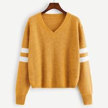 Shein V Neck Striped Sleeve Sweater