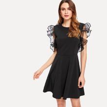 Shein Ruffle Mesh Panel Dress