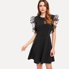 Shein Ruffle Mesh Panel Dress