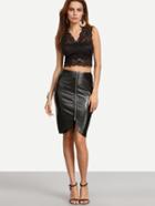 Shein Black Sexy Zipper Skinny Skirt