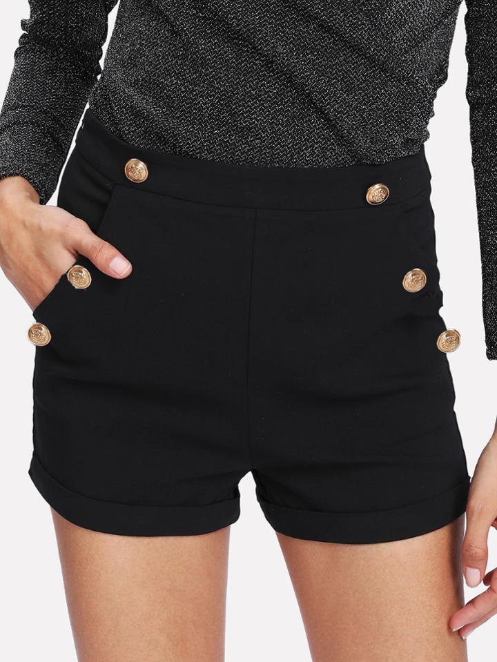 Shein Gold Button Detail Shorts