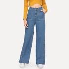 Shein Slant Pocket Snap Button Side Palazzo Jeans