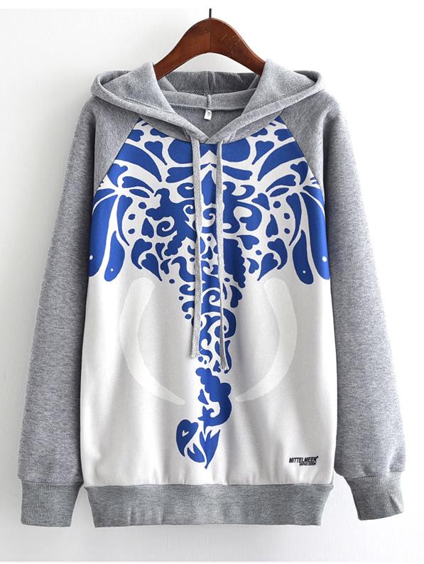 Shein Color Block Graphic Print Hoodie