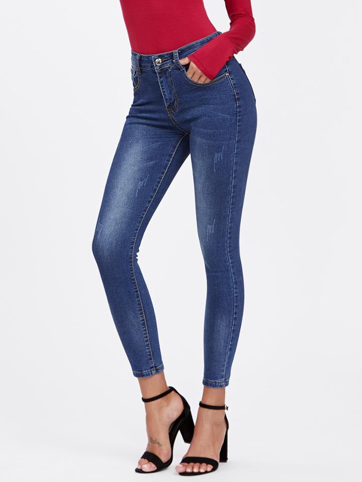 Shein Bleach Wash Skinny Jeans