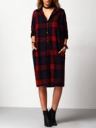 Shein Red Plaid Long Blouse With Pockets