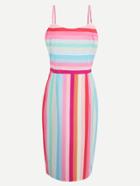Shein Rainbow Stripe Adjustable Straps Slim Dress