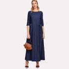 Shein Pearl Beaded Frill Pocket Demin Dress