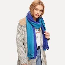 Shein Two Tone Frayed Trim Scarf