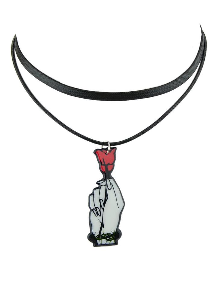 Shein Black Color Fashion Sexy Holding The Rose Necklace