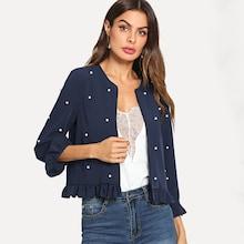 Shein Beaded Decoration Solid Coat