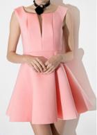 Rosewe Pink Sleeveless High Waist Skater Dress