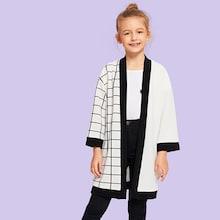 Shein Girls Open Front Two Tone Coat