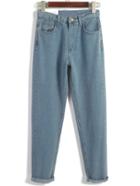 Shein Pale Blue Turn Up Straight Denim Pants