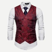 Shein Men Double Breasted Paisley Print Waistcoat