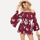 Shein Tassel Tie Front Bell Sleeve Floral Romper