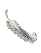 Shein Silver Plated Alloy Rhinestone Long Leaf Hair Pin