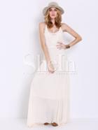 Shein Apricot Spaghetti Strap With Lace Elegance Maxi Dress