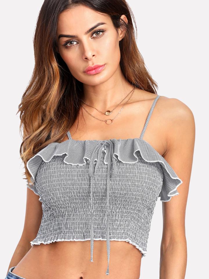 Shein Flounce Trim Smocked Cami Top
